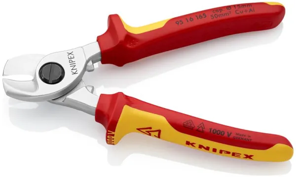 Knipex Ψαλίδι καλωδίων επιχρωμιωμένο, εγκεκριμένο από VDE 165 mm