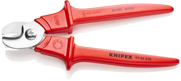Knipex Ψαλίδι καλωδίων με λαβή εγχυμένη με πλαστικό, μονωμένο, εγχυμένο με πλαστικό, εγκεκριμένο από VDE 230 mm